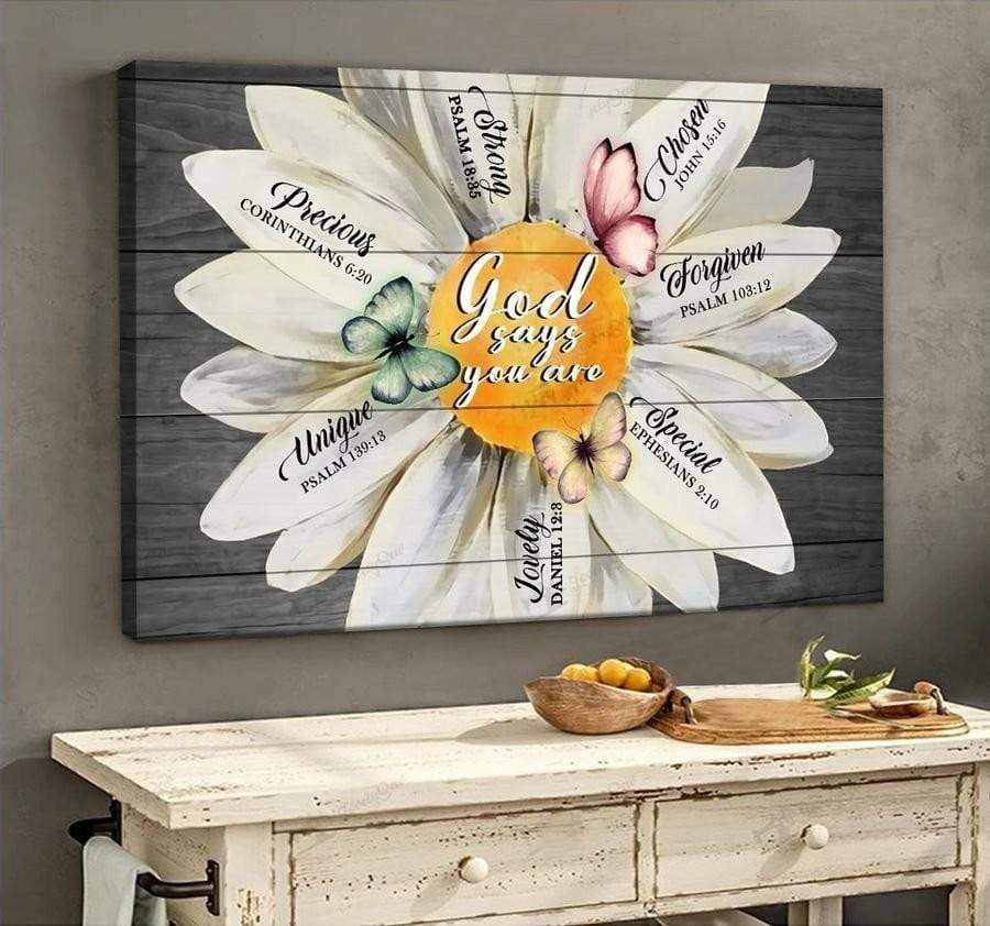Daisy God Says Sunflower Canvas Wall Art, Wall Decor Visual Art