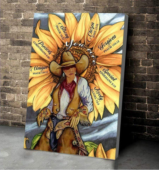 Cowgirl God Says Sunflower Canvas Wall Art, Wall Decor Visual Art