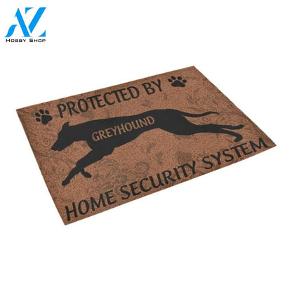 Protected By Greyhound Home Security System Printed Doormat Home Decor