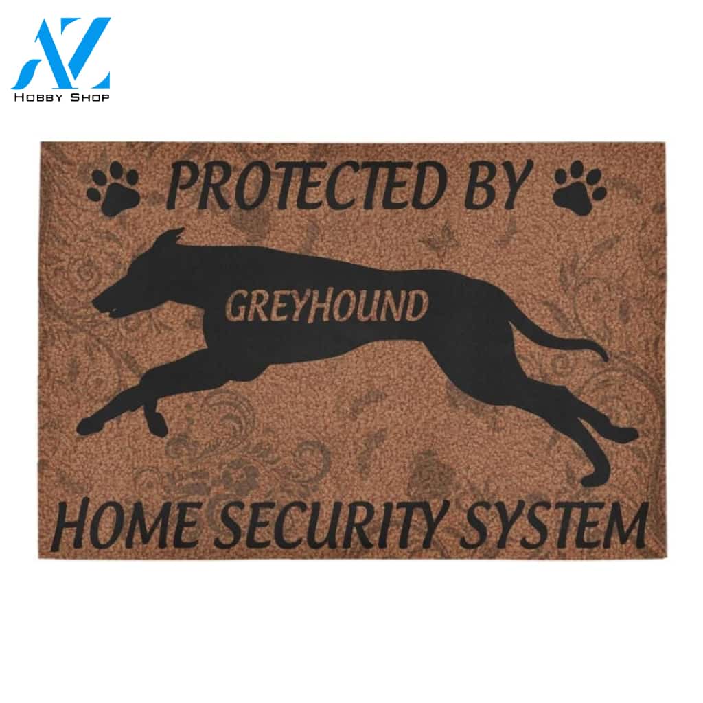 Protected By Greyhound Home Security System Printed Doormat Home Decor