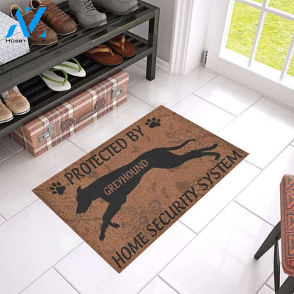 Protected By Greyhound Home Security System Printed Doormat Home Decor