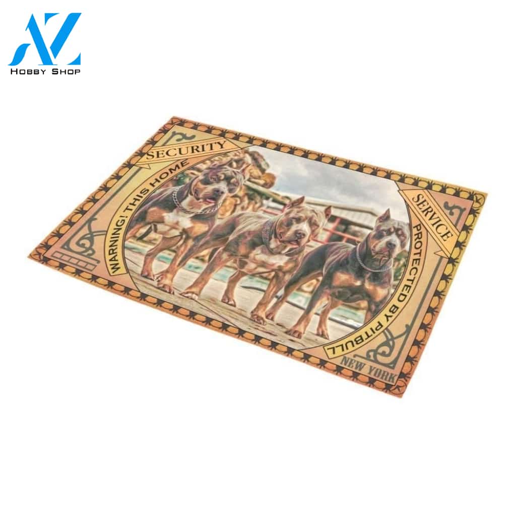 Protected By Pitbull Printed Doormat Home Decor