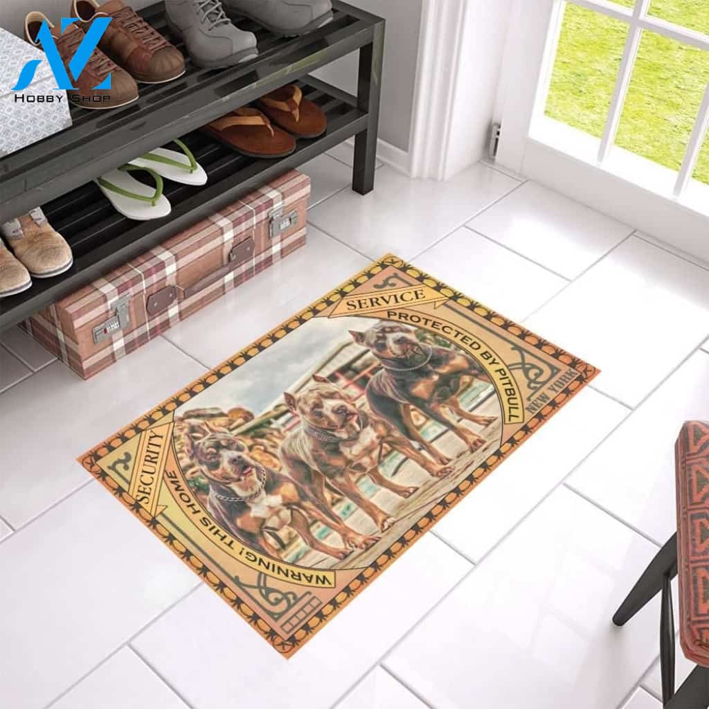 Protected By Pitbull Printed Doormat Home Decor