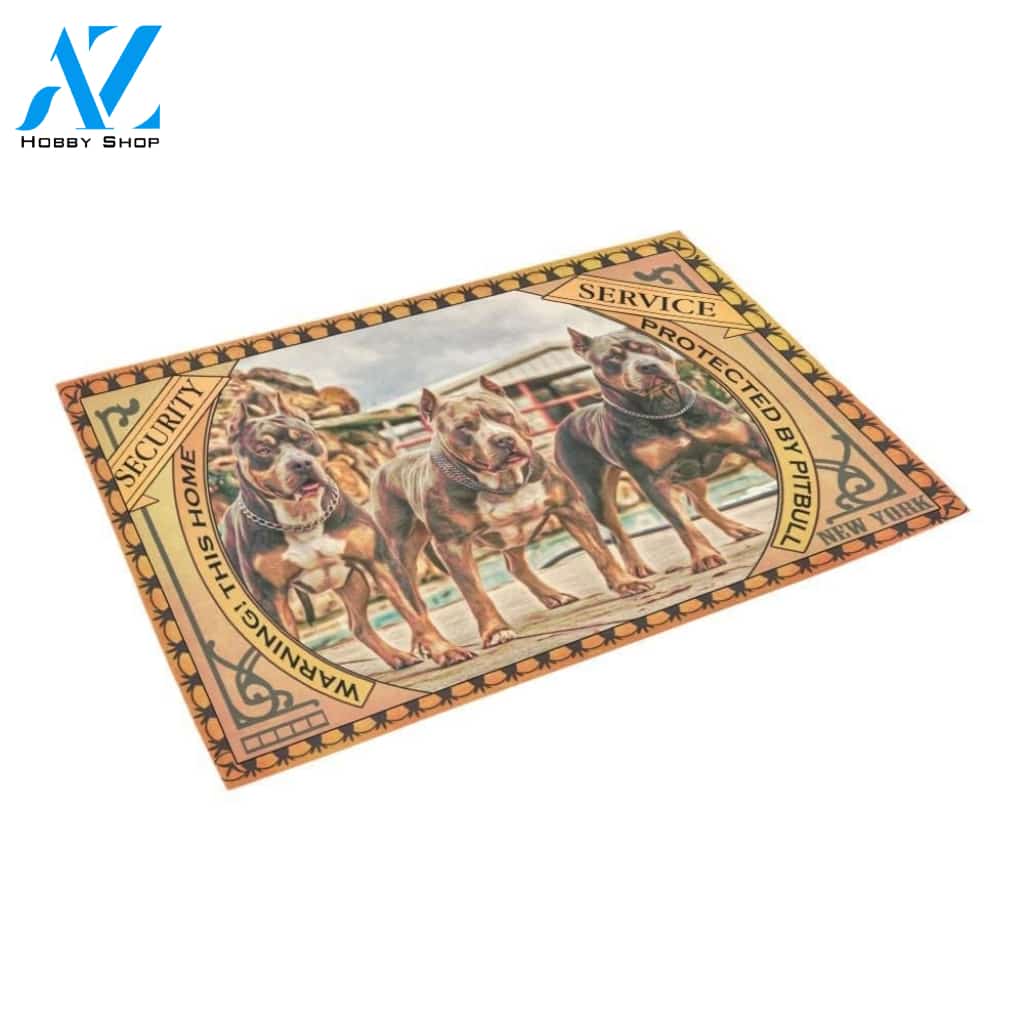 Protected By Pitbull Printed Doormat Home Decor