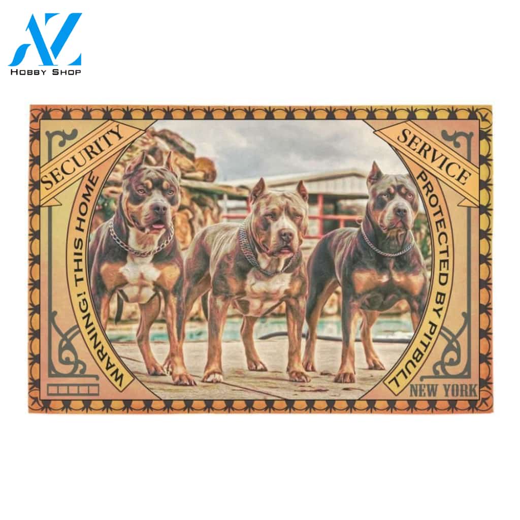 Protected By Pitbull Printed Doormat Home Decor