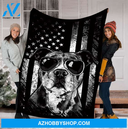 Proud American Pit Bull Dog Lovers Gift Fleece Blanket