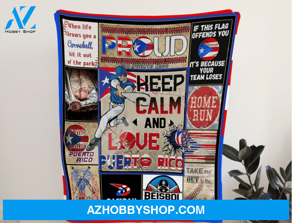 Proud Baseball Keep Calm And Love Puerto Rico Fleece Blanket Gift For Baseball Lovers Gift For Family Home Decor Bedding Couch Sofa Soft And Comfy Cozy
