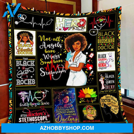 Proud Black Doctor Gift Fleece Blanket - Quilt Blanket
