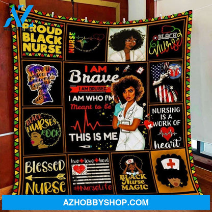 Proud Black Nurse Gift Fleece Blanket