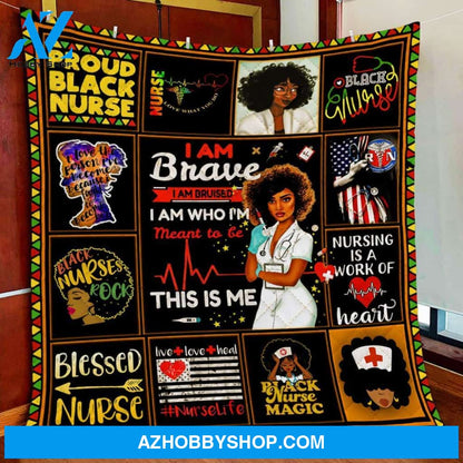Proud Black Nurse Gift Fleece Blanket