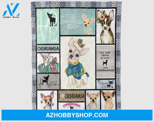 Proud Chihuahua Mom Blanket, Blanket for Women, Gift for Men, Gift For Anniversary,Made in US, Gift For Friend Family Home Decor Bedding Couch Sofa Soft And Comfy Cozy