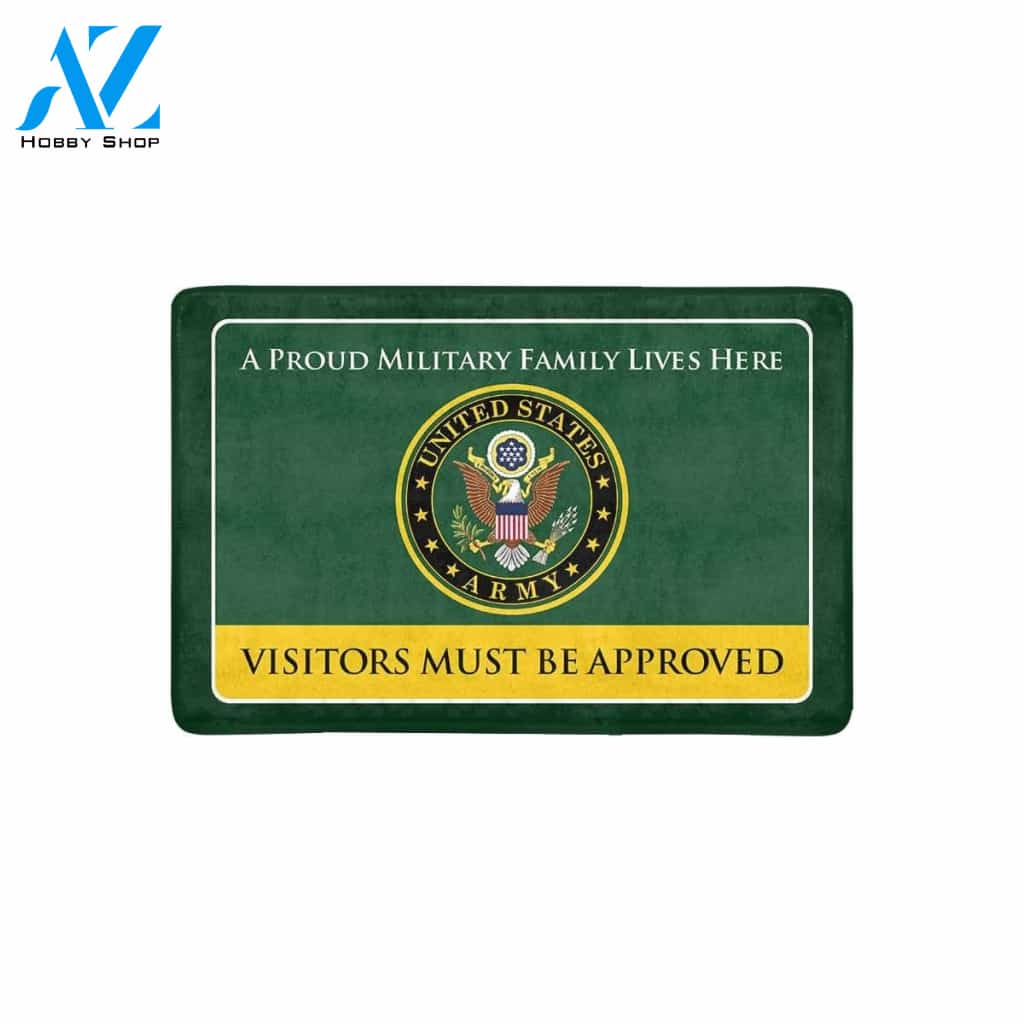 Proud Military Family Army Visitors Must Be Approved Printed Doormat Home Decor