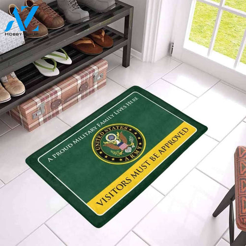 Proud Military Family Army Visitors Must Be Approved Printed Doormat Home Decor
