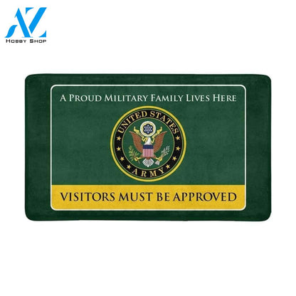 Proud Military Family Army Visitors Must Be Approved Printed Doormat Home Decor