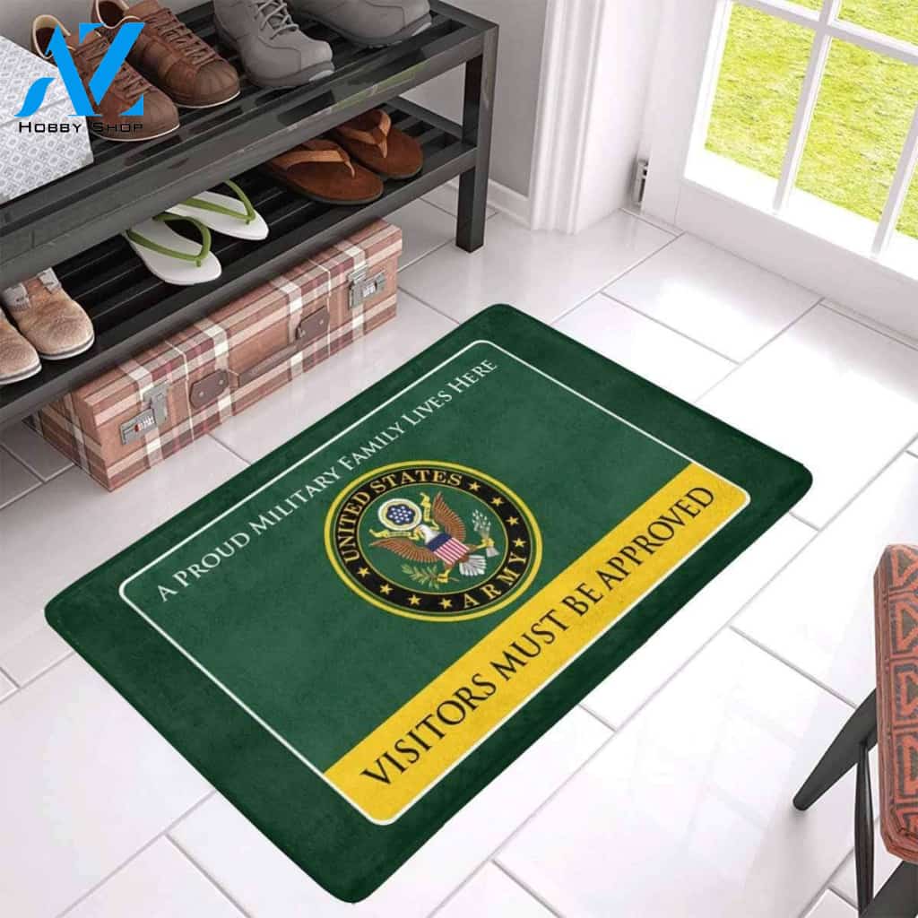 Proud Military Family Army Visitors Must Be Approved Printed Doormat Home Decor