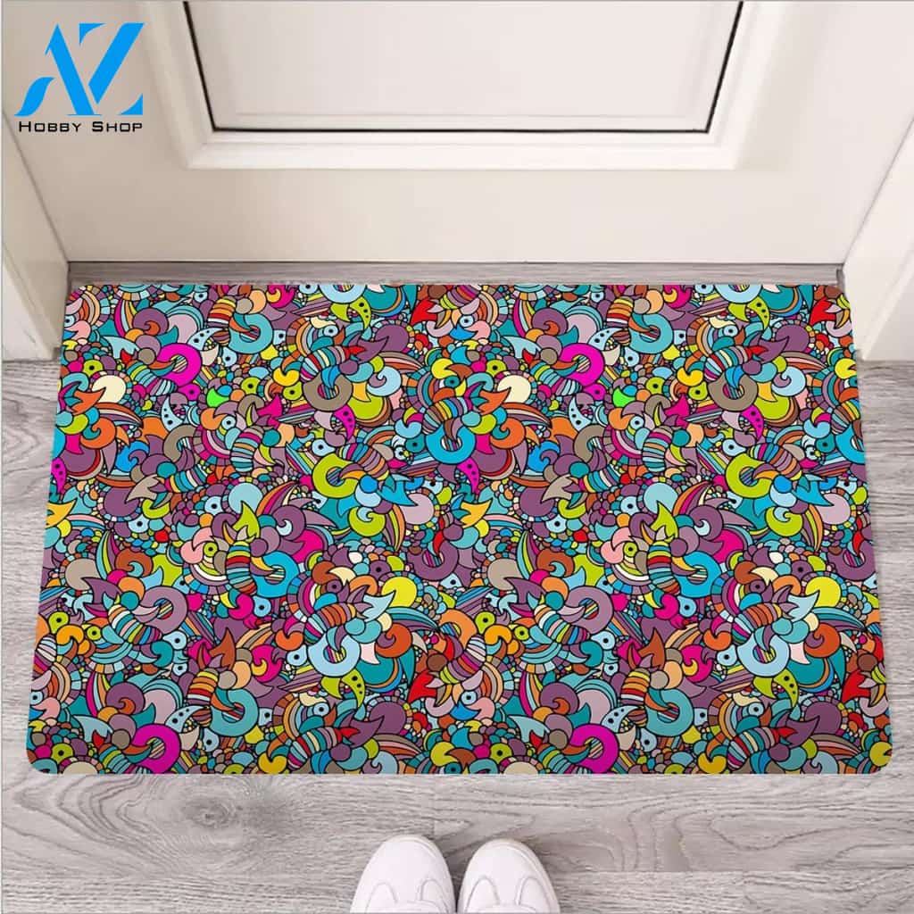 Psychedelic Print Door Mat