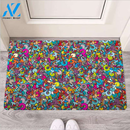 Psychedelic Print Door Mat