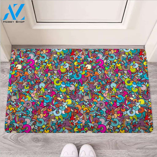 Psychedelic Print Door Mat