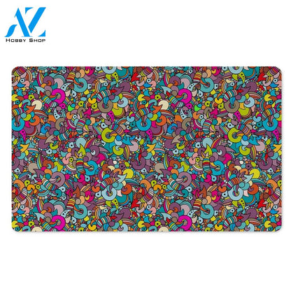 Psychedelic Print Door Mat