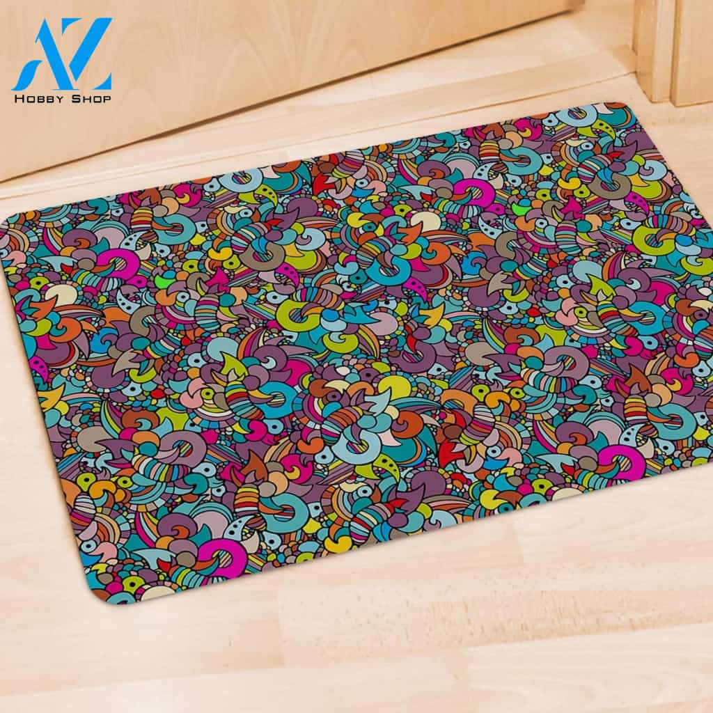 Psychedelic Print Door Mat