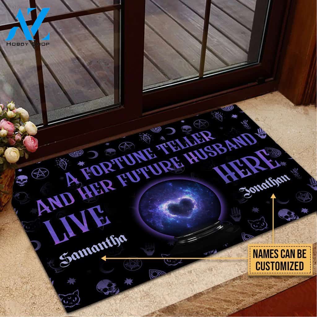 Psychic Reading Fortune-teller And Her Husband Live Here Custom Doormat | Welcome Mat | House Warming Gift