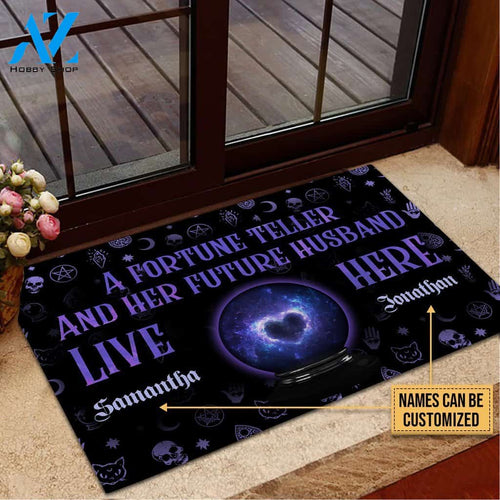 Psychic Reading Fortune-teller And Her Husband Live Here Custom Doormat | Welcome Mat | House Warming Gift