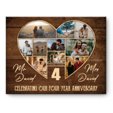 4th Wedding Anniversary Present, Gift For 4th Anniversary, Heart Shape Photo Collage