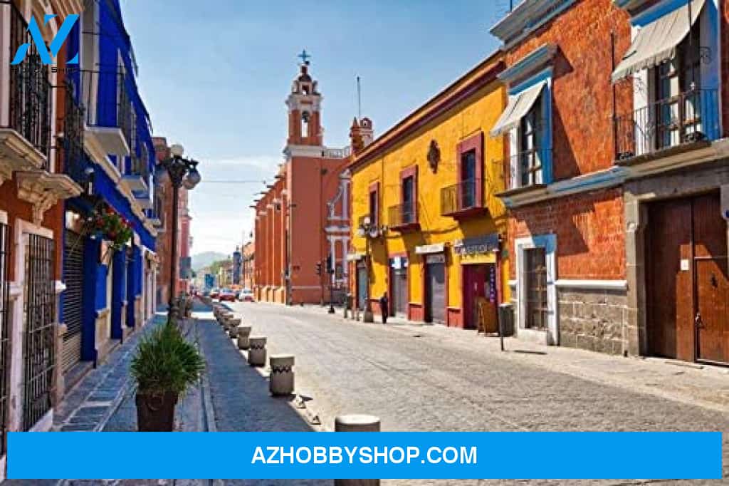Puebla Mexico - Colonial Buildings On Old Street 