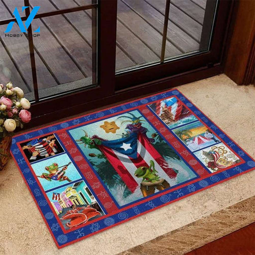 Puerto Rico Funny Frog Doormat | Welcome Mat | House Warming Gift