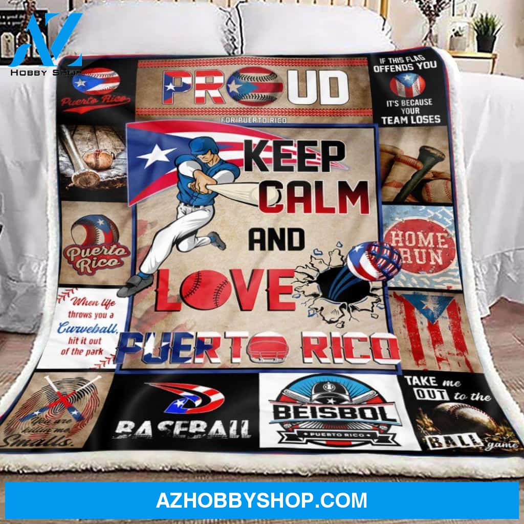 Puerto Rico Keep Calm and Love Baseball Fleece Blanket