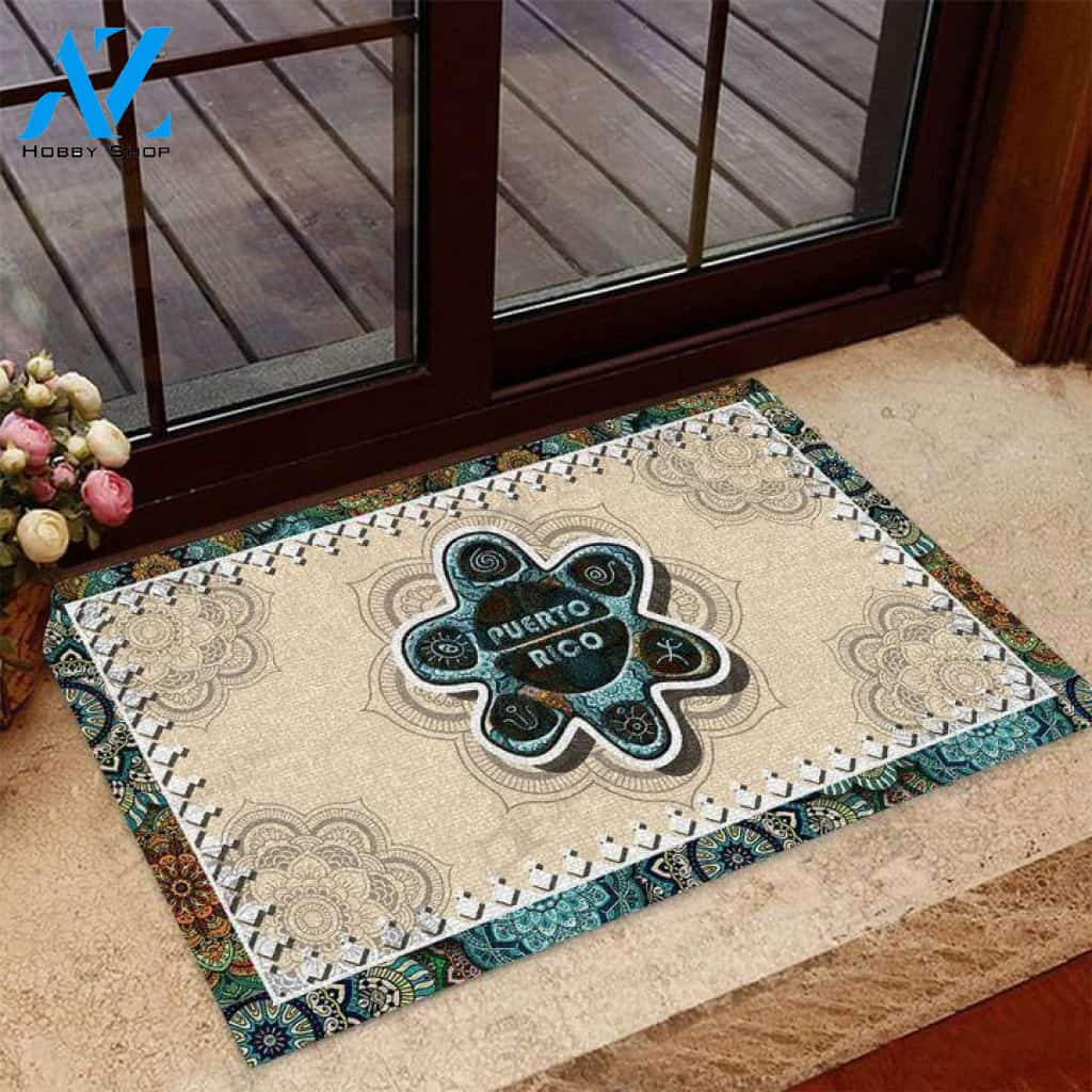 Puerto Rico Mandala Pattern Doormat | Welcome Mat | House Warming Gift