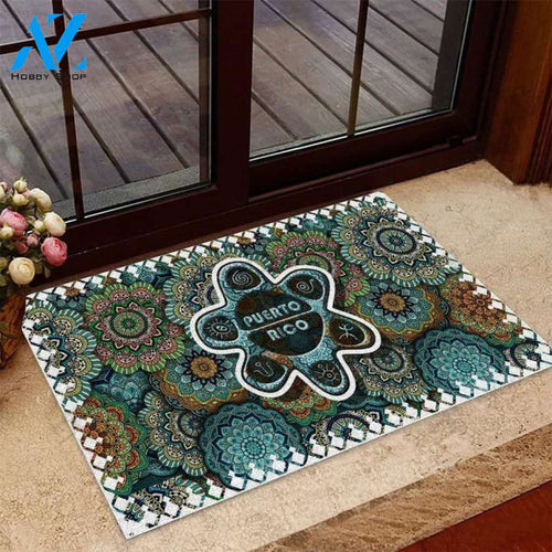 Puerto Rico Mandala Pattern Print Doormat | Welcome Mat | House Warming Gift
