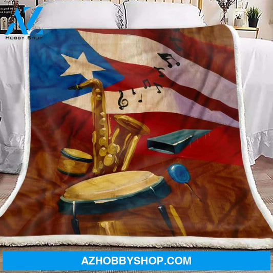 Puerto Rico Music Instruments Fleece Blanket
