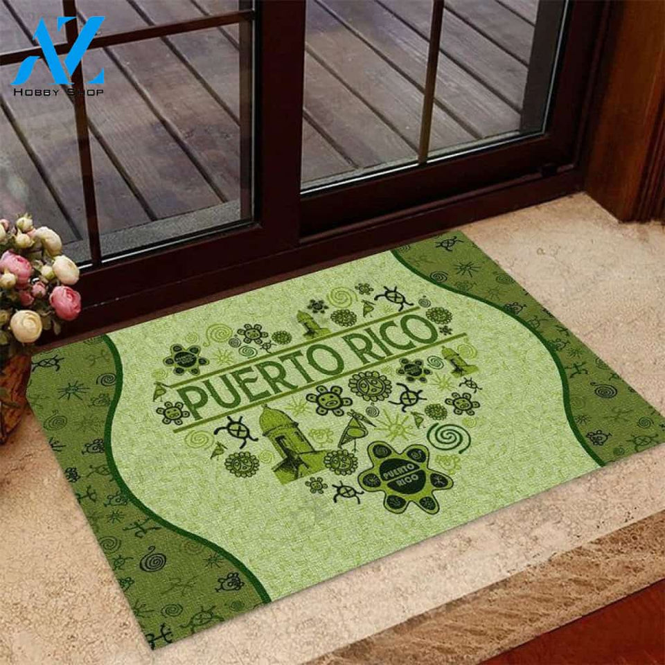 Puerto Rico Unique Green Doormat | Welcome Mat | House Warming Gift