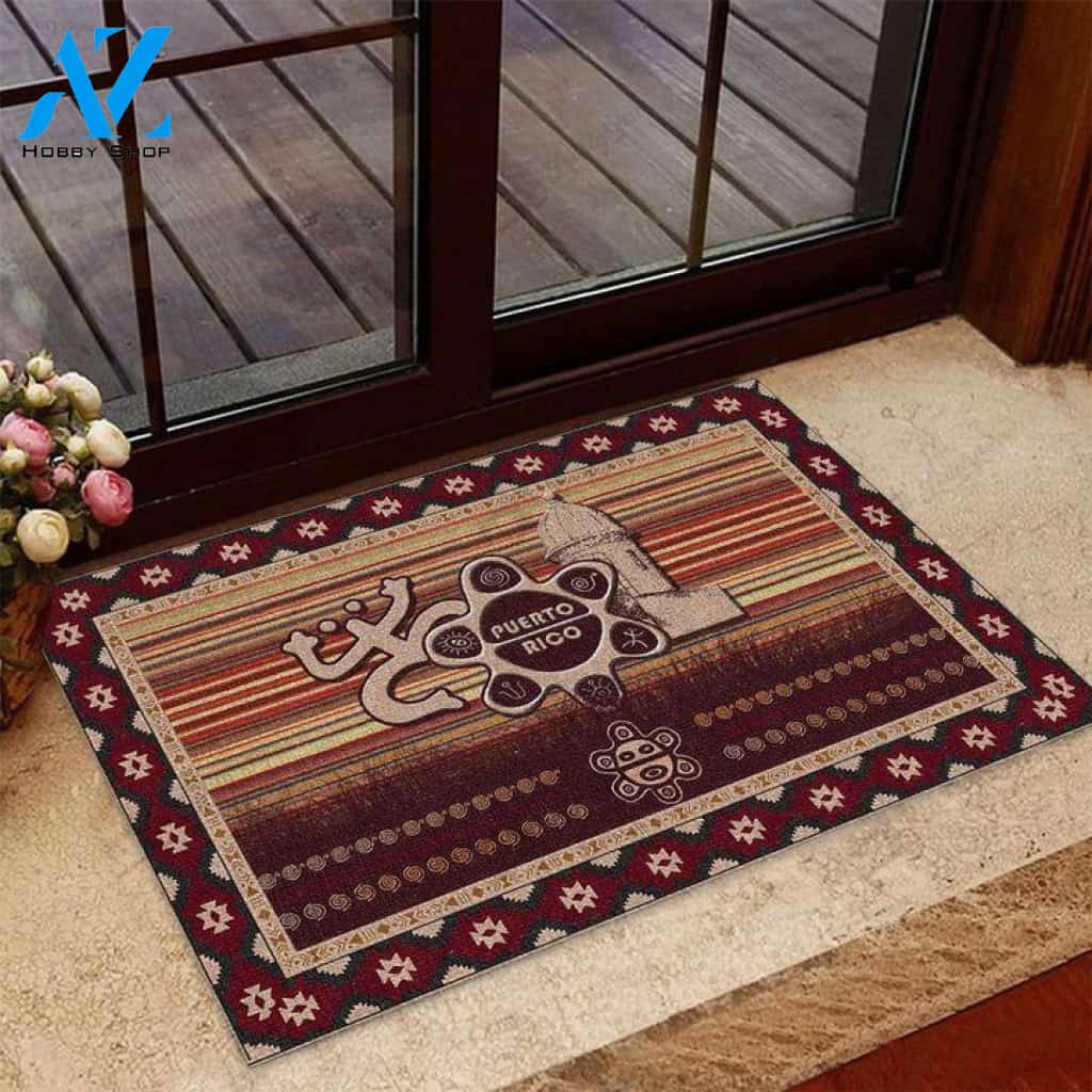 Puerto Rico Unique Red Pattern Doormat | Welcome Mat | House Warming Gift