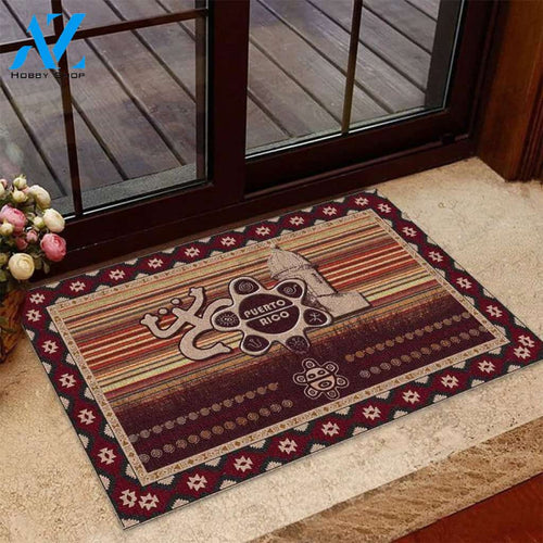 Puerto Rico Unique Red Pattern Doormat | Welcome Mat | House Warming Gift