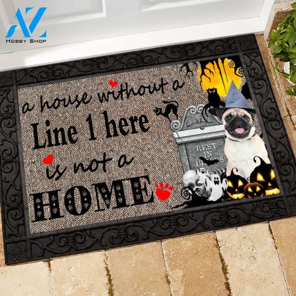 Pug 2 with halloween M3 Custom Doormat All Over Printed (6228)