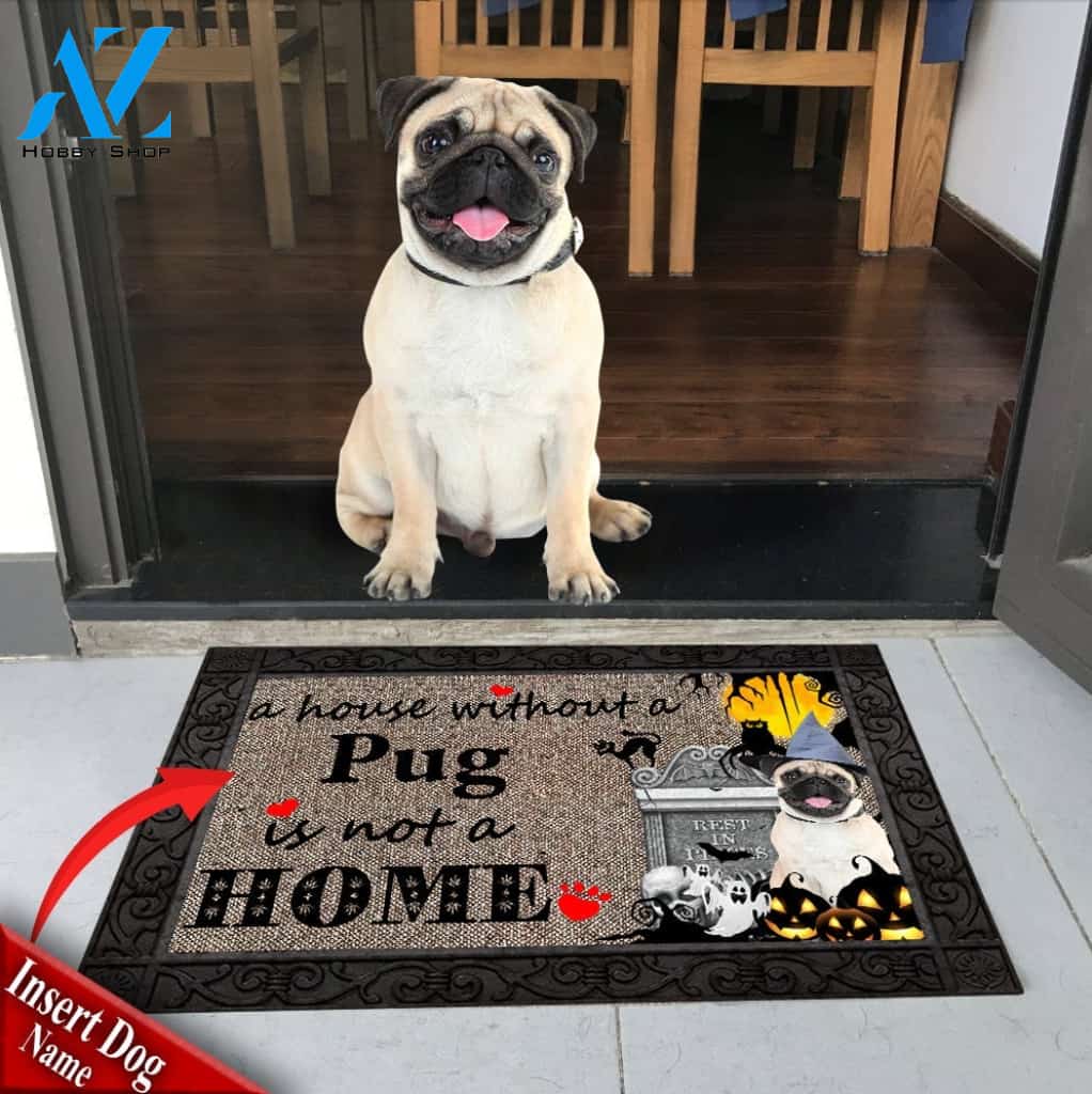 Pug 2 with halloween M3 Custom Doormat All Over Printed (6228)