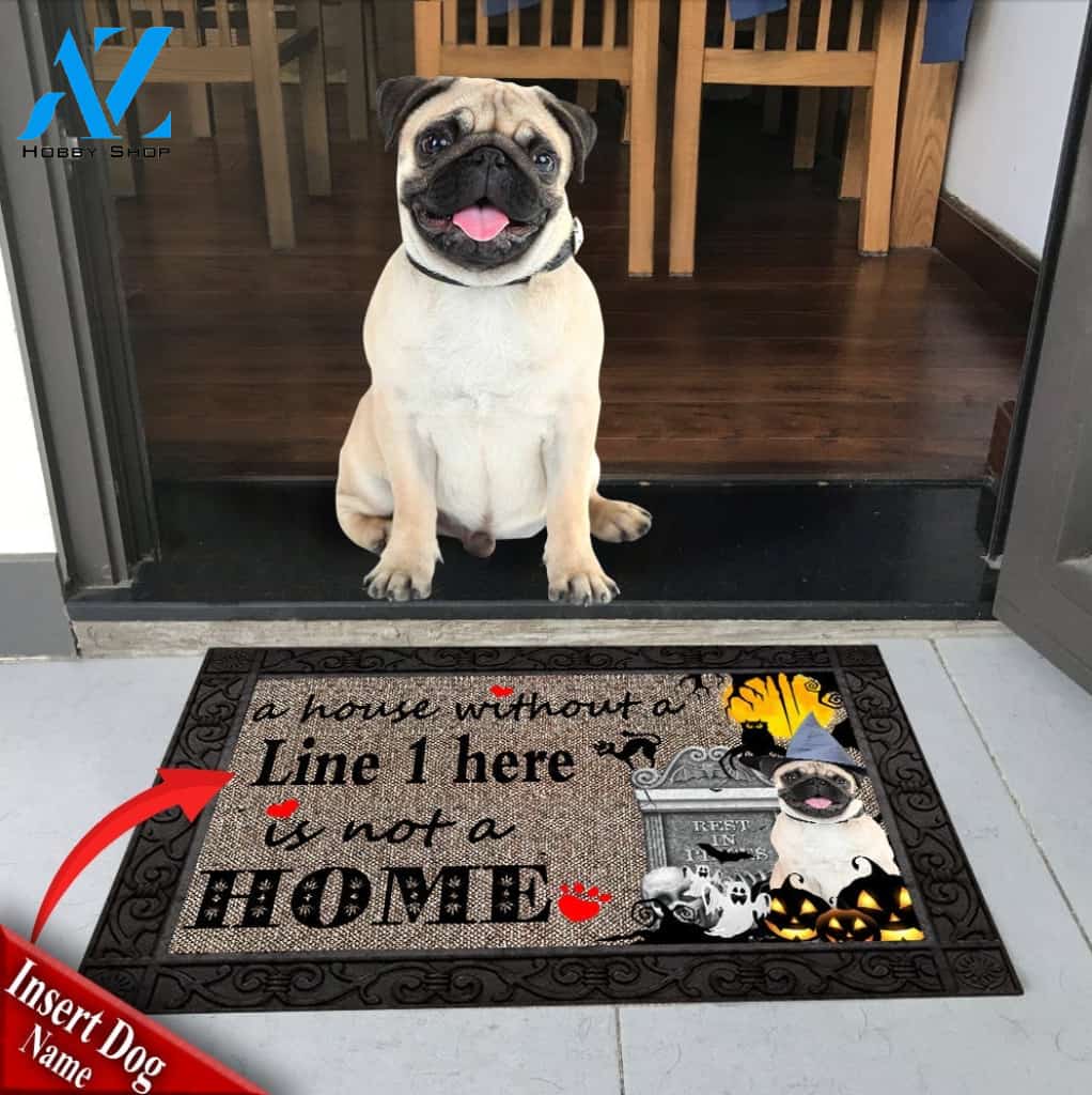 Pug 2 with halloween M3 Custom Doormat All Over Printed (6228)