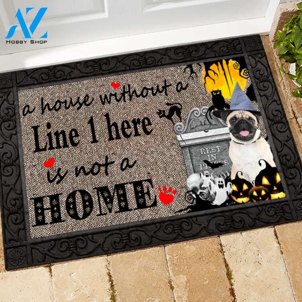 Pug 2 with halloween M3 Custom Doormat All Over Printed (6228)