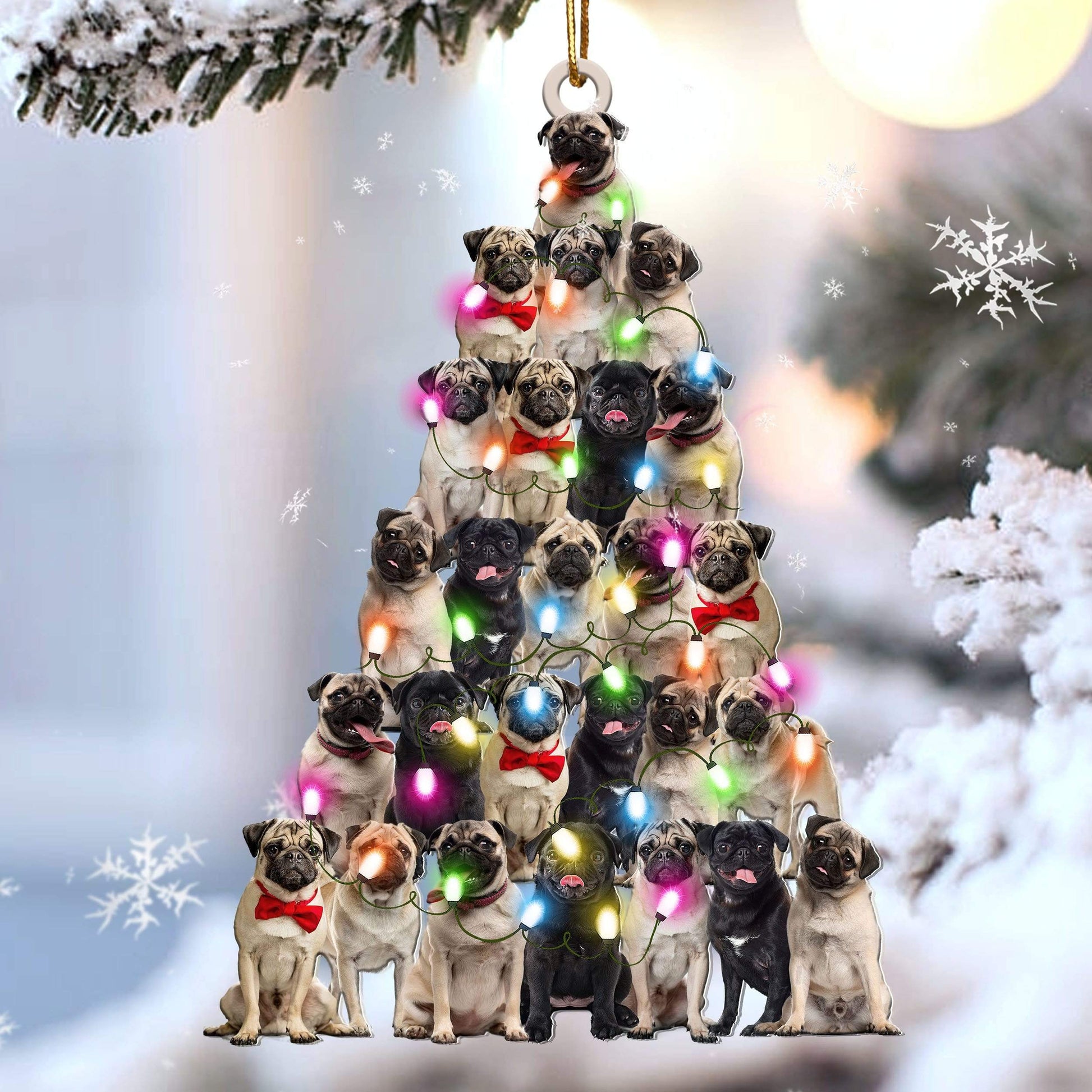 Pug Lovely Tree Gift For Pug Lover Gift For Dog Mom Ornament