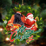 Godmerch- Ornament- Pug black-Santa & dog Hanging Ornament, Happy Christmas Ornament, Car Ornament