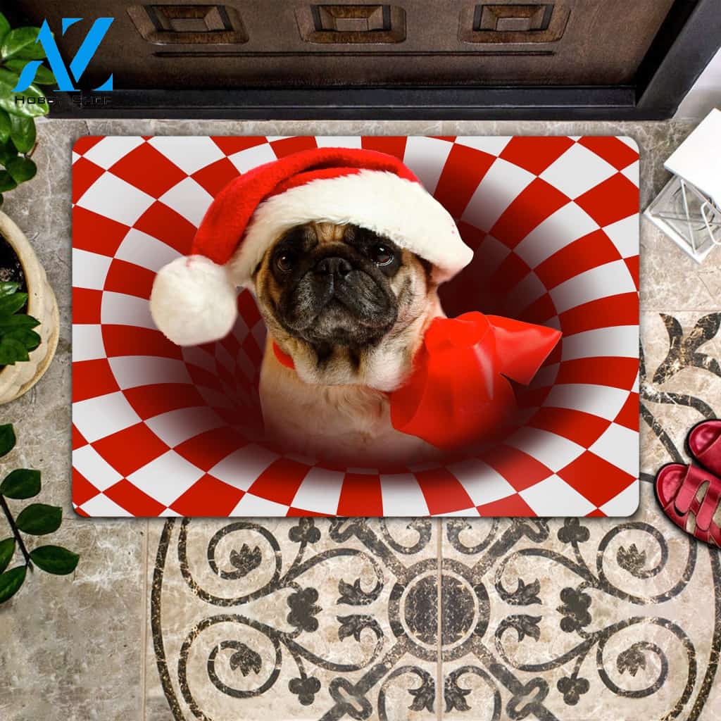 Pug Christmas All Over Printing Doormat