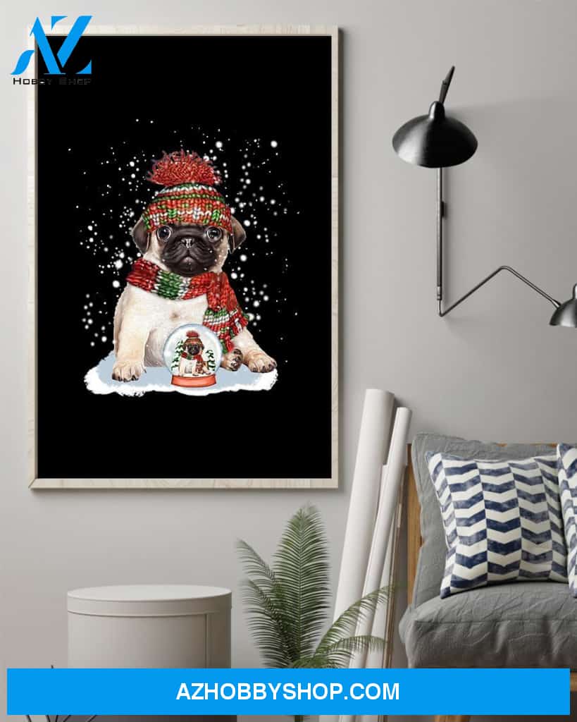Pug Christmas Ball Gift For Pug Mom Dog Lover Canvas And Poster Wall Decor Visual Art