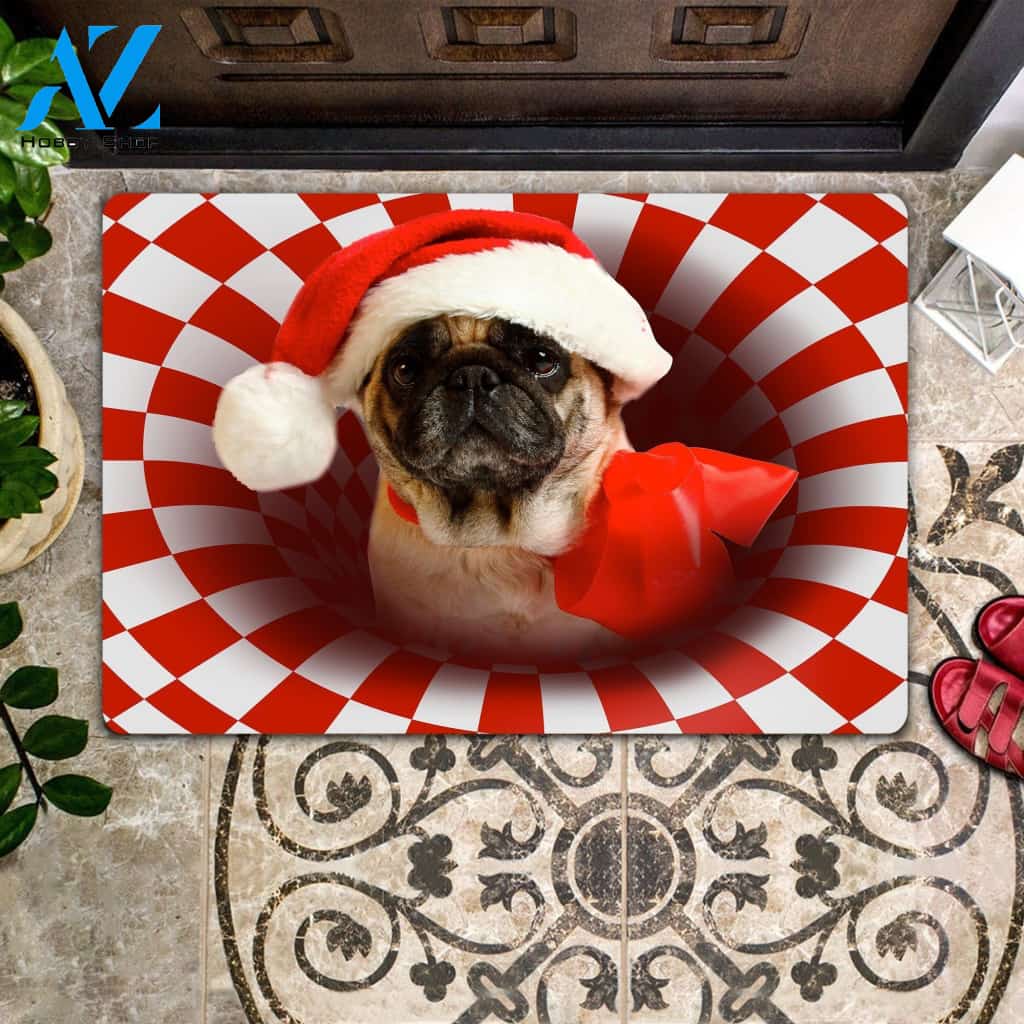 Pug Christmas - Dog Doormat - Welcome Mat - Home Decor - Christmas Gift Decor