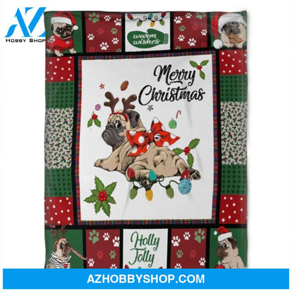 Pug Dog,Christmas Fleece Blanket.Gift For Christmas 
