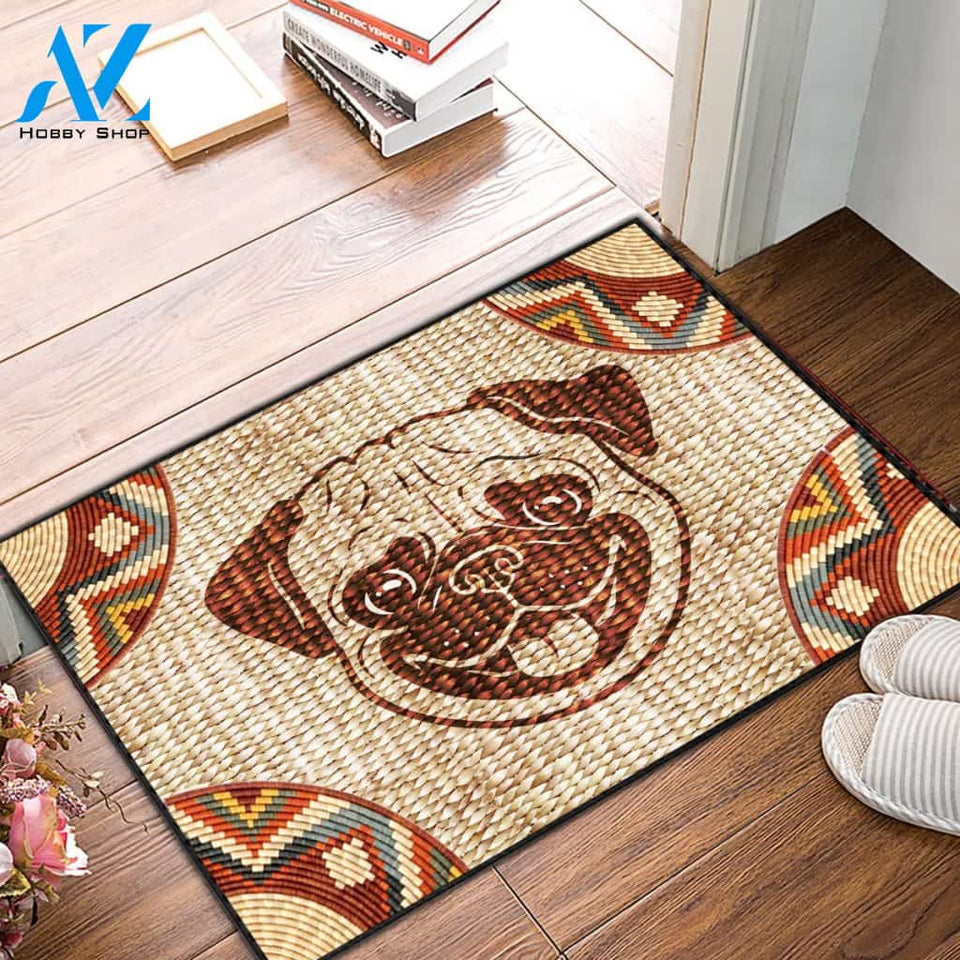 Pug Dog Close Wicker Rubber Doormat | Welcome Mat | House Warming Gift