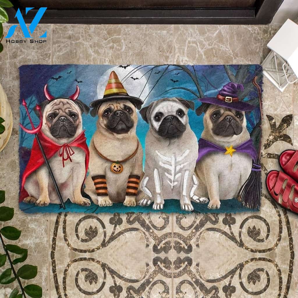 Pug Halloweenn Funny Doormat Gift For Dog Lovers Birthday Gift Home Decor Warm House Gift Welcome Mat Halloween Decor