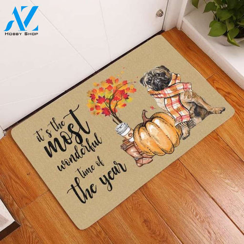 Pug Its The Most Wonderful Time Of The Year Doormat