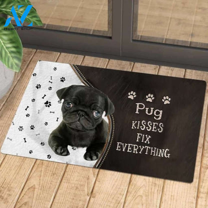 Pug Kisses Fix Everything Doormat